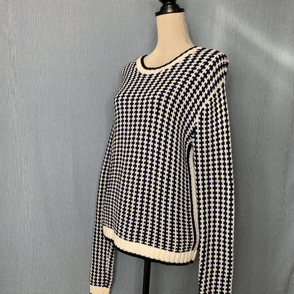 Black & White Check Sweater / Chunky Knit Jumper / Women's Size SMALL Sweater / - Picture 4 of 5